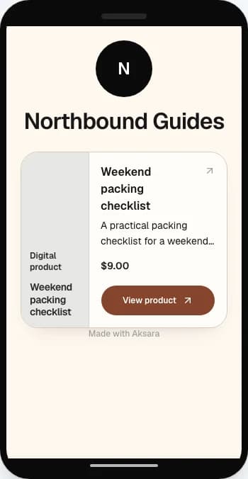 The actual store preview with a draft product